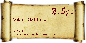 Nuber Szilárd névjegykártya